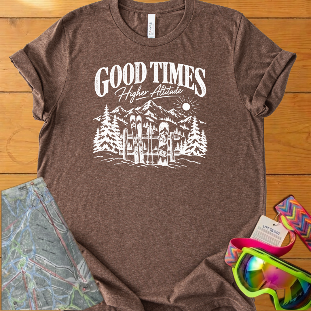 Good Times Higher Altitude Vintage Ski Graphic T-Shirt
