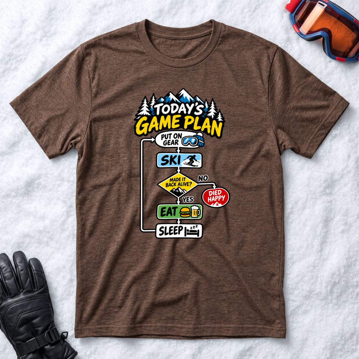 Today's Game Plan Ski Eat Sleep - T-Shirt