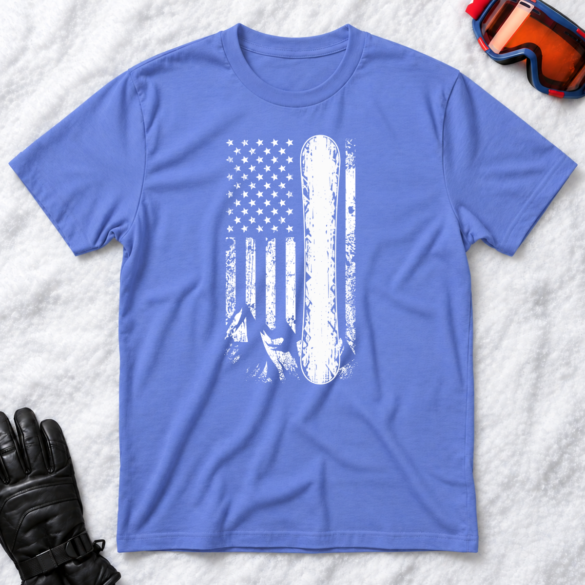American Flag Snowboard Vintage - T-Shirt