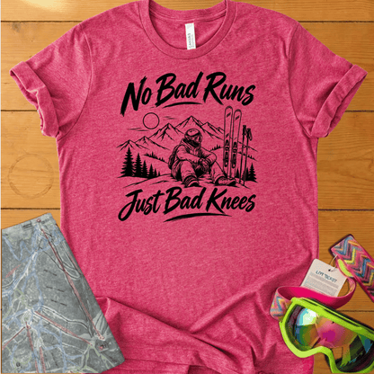 No Bad Runs Just Bad Knees Ski t-shirt