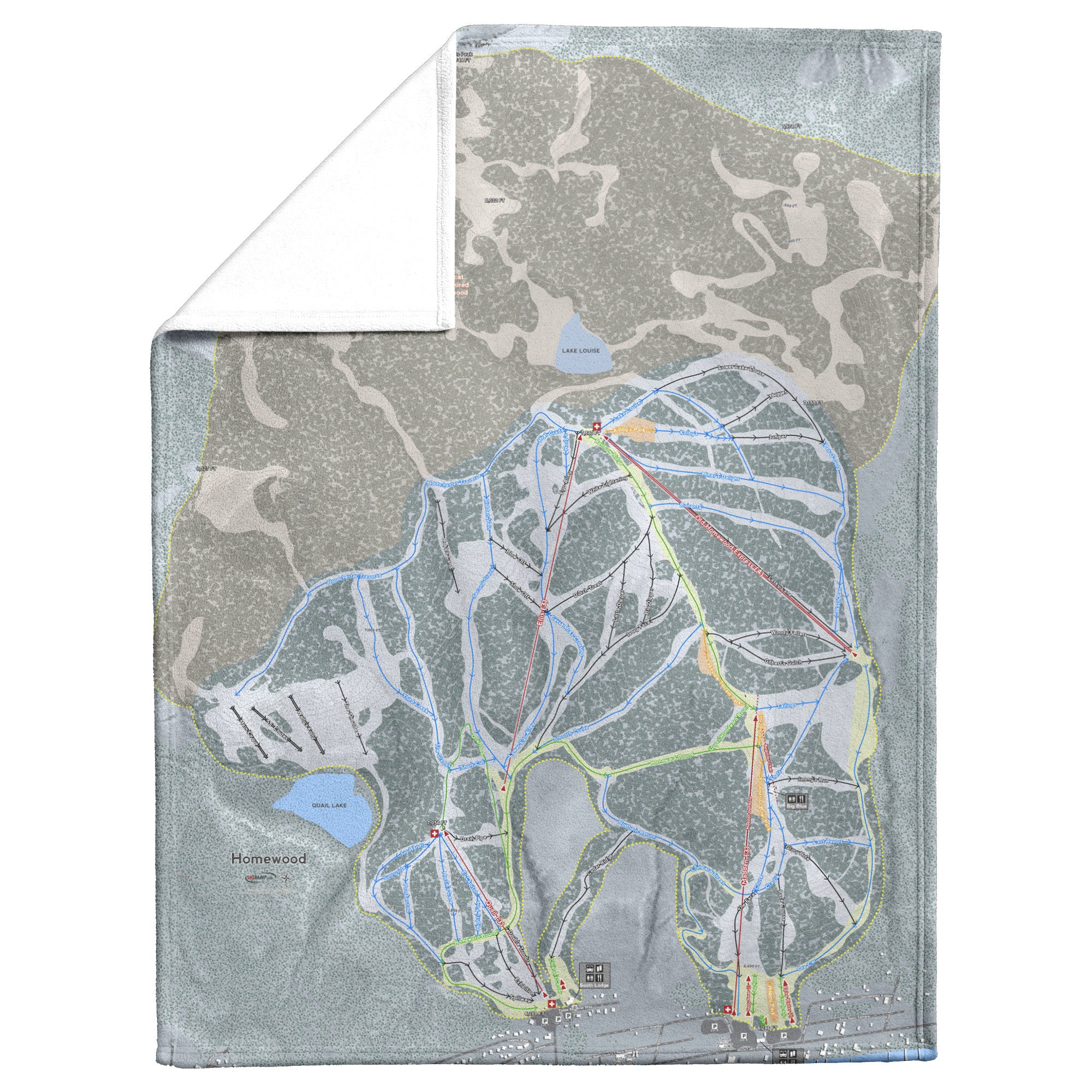 Homewood , California Ski Resort Map Blanket