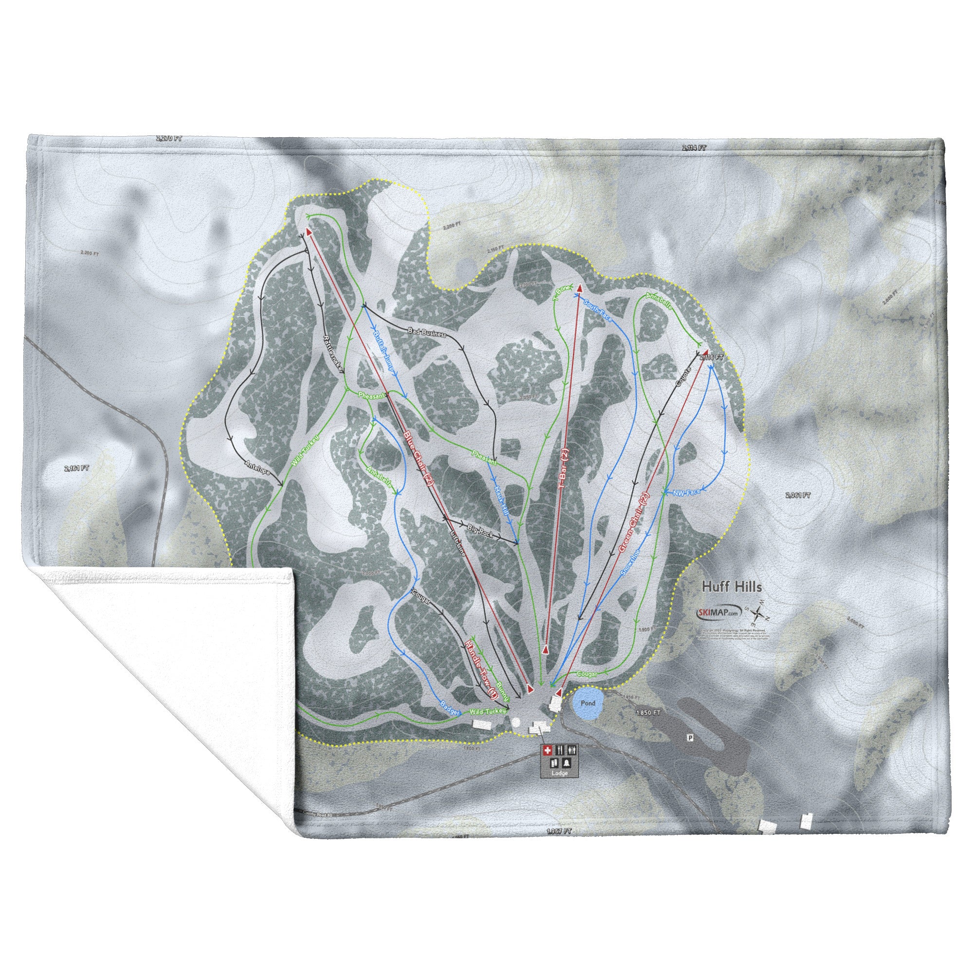 Huff Hills, North Dakota Ski Trail Map Blanket