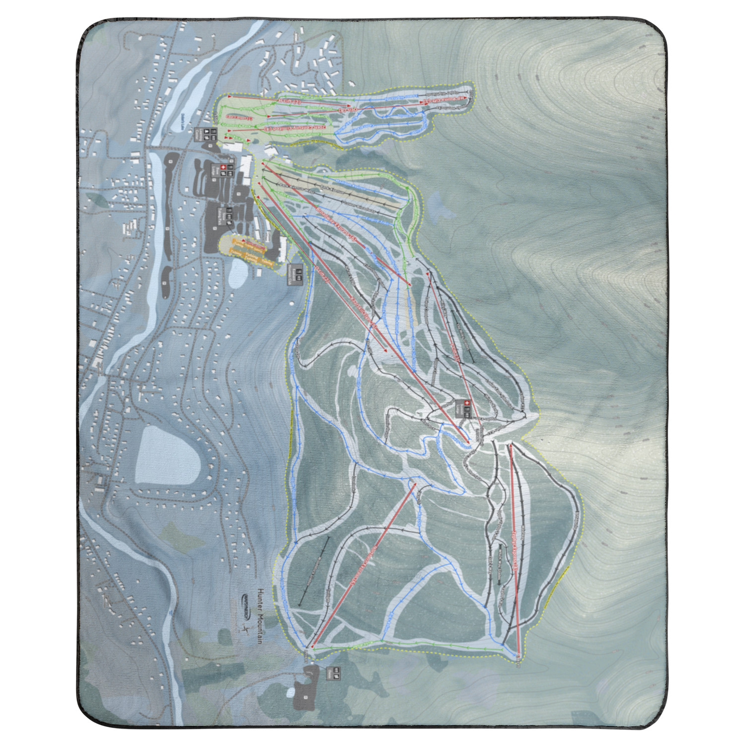 Hunter Mountain, New York Ski Resort Map Concert Blanket