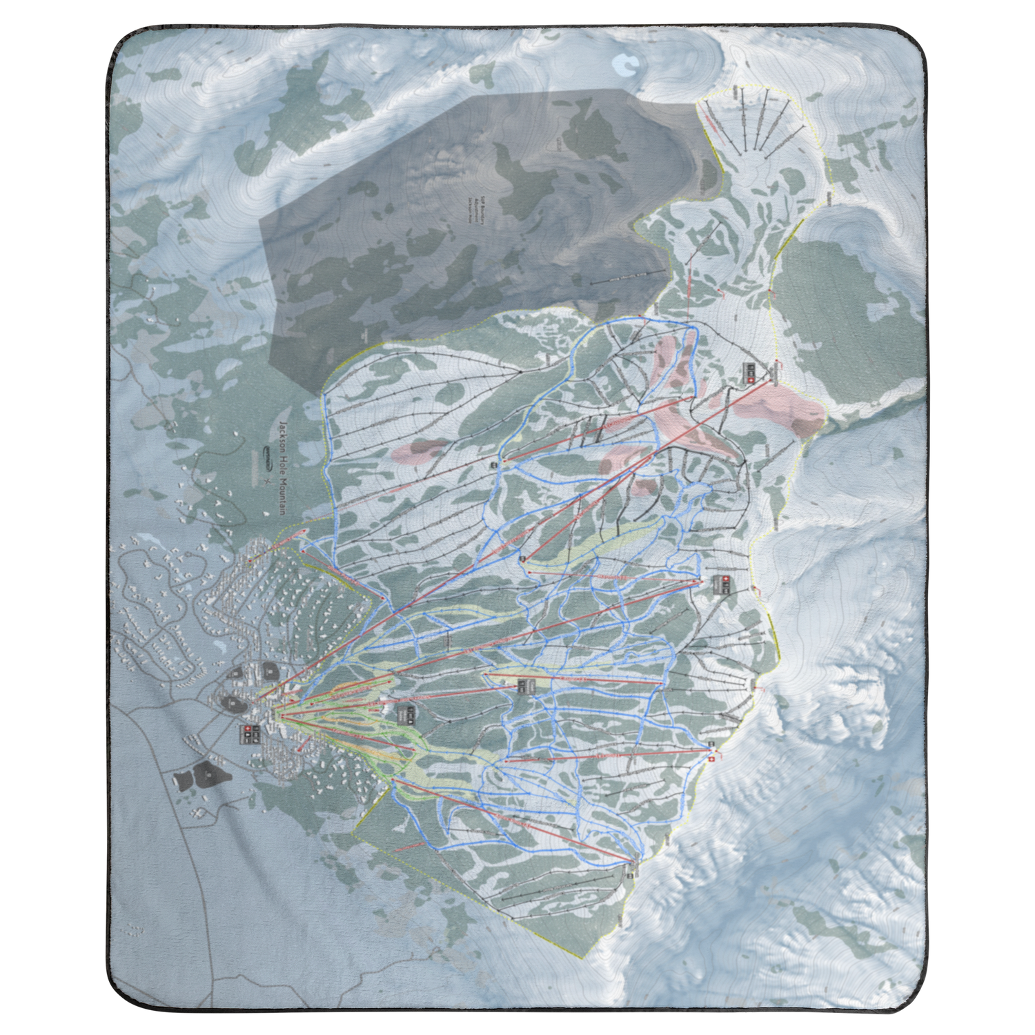 Jackson Hole, Wyoming Ski Resort Map Concert Blanket