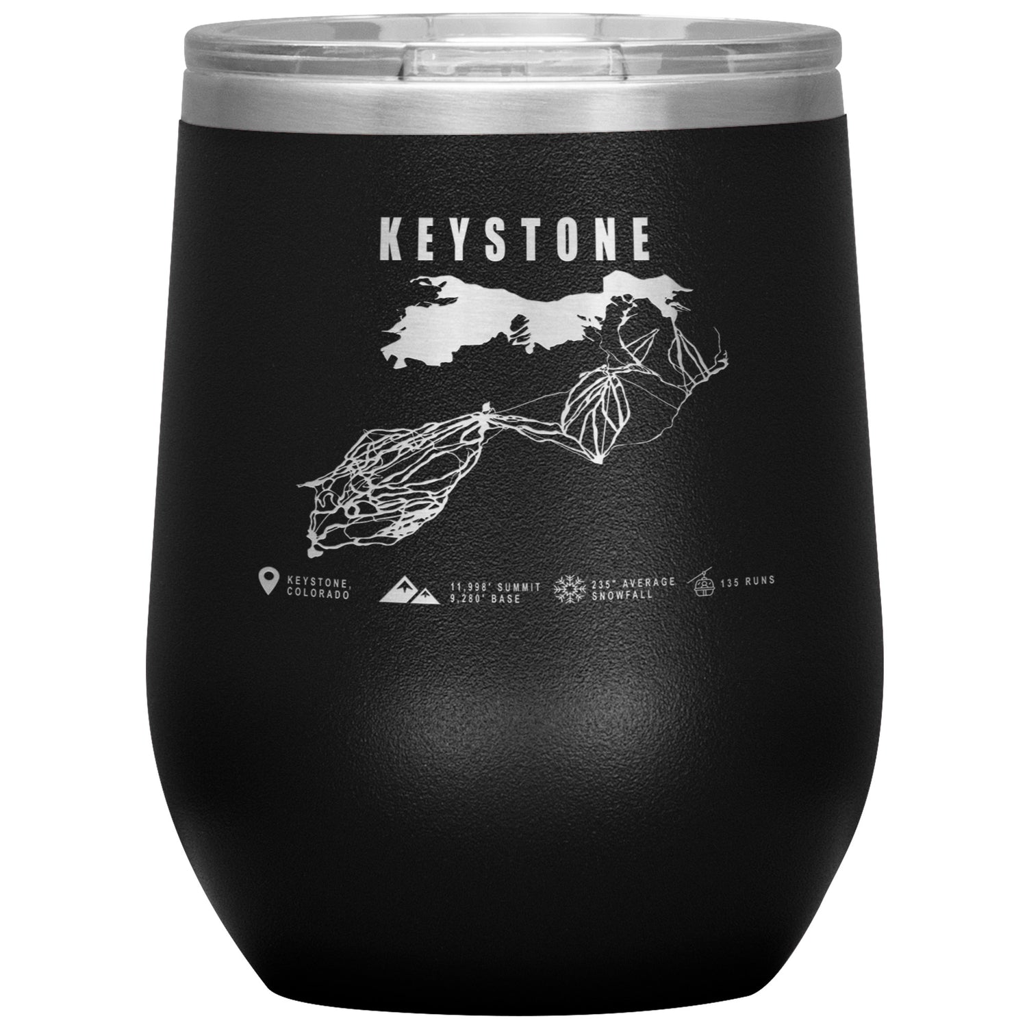 Keystone Colorado Ski Trail Map Wine 12oz Tumbler