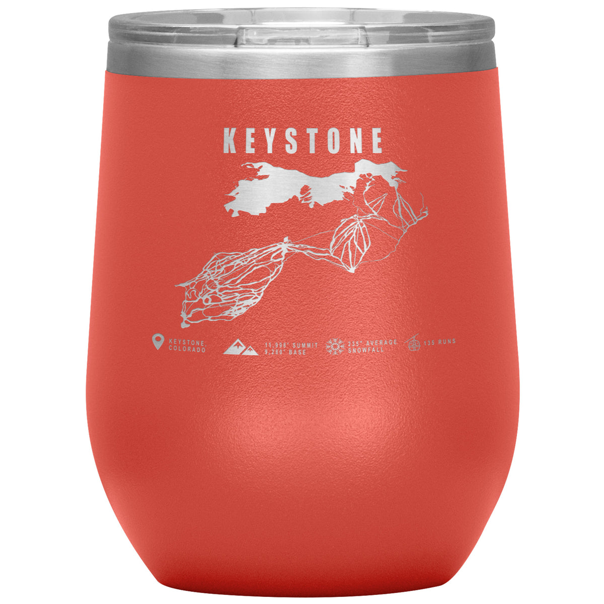 Keystone Colorado Ski Trail Map Wine 12oz Tumbler