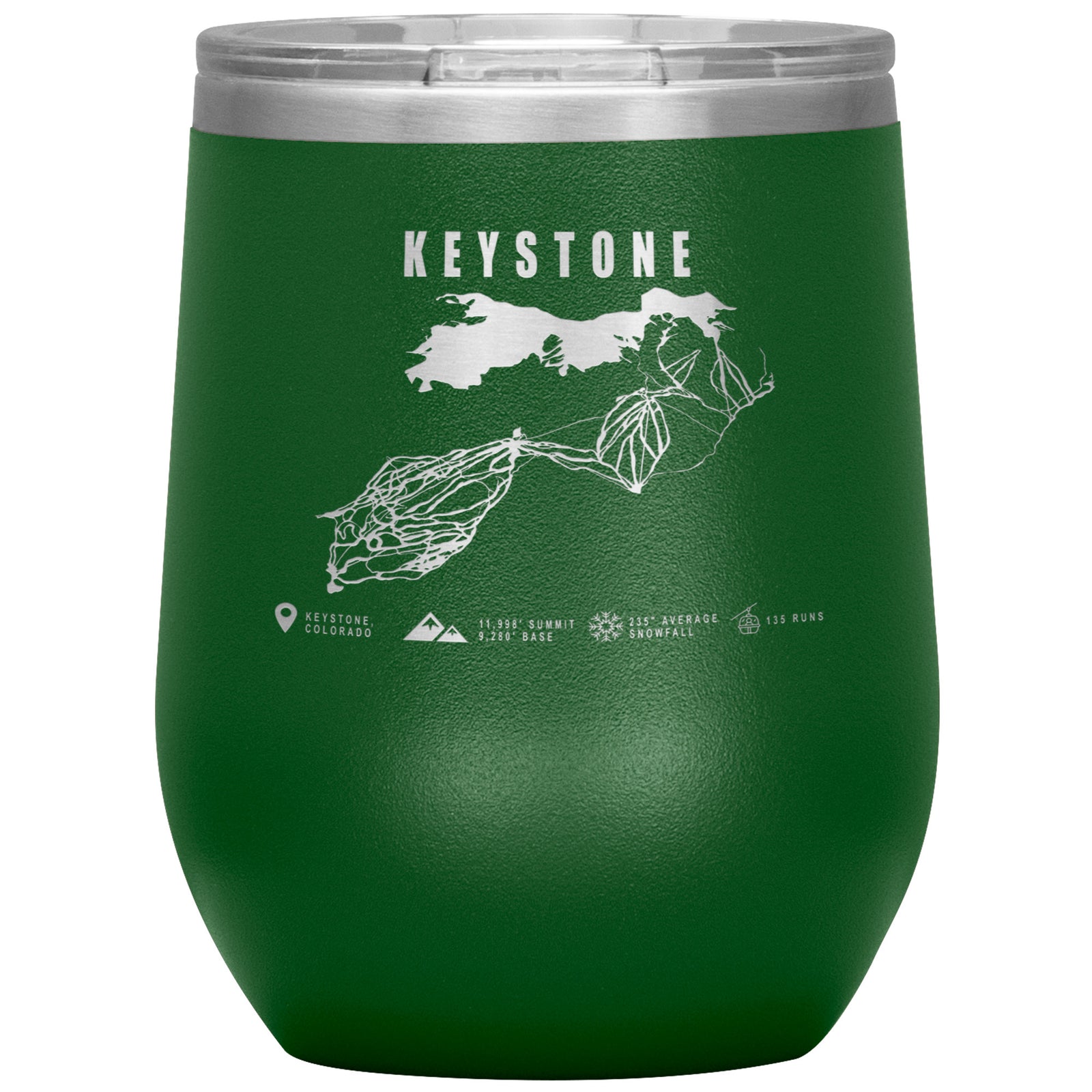 Keystone Colorado Ski Trail Map Wine 12oz Tumbler