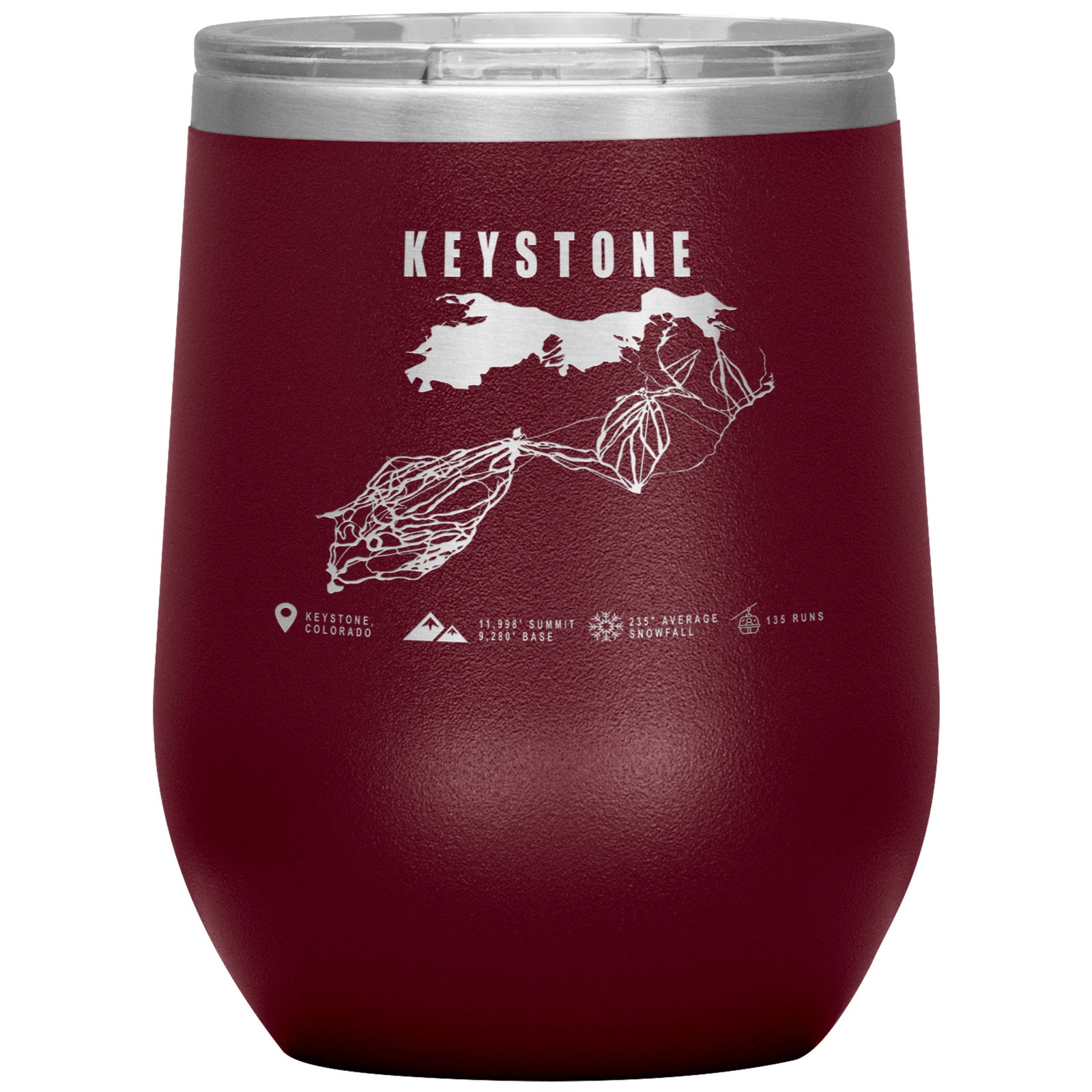 Keystone Colorado Ski Trail Map Wine 12oz Tumbler