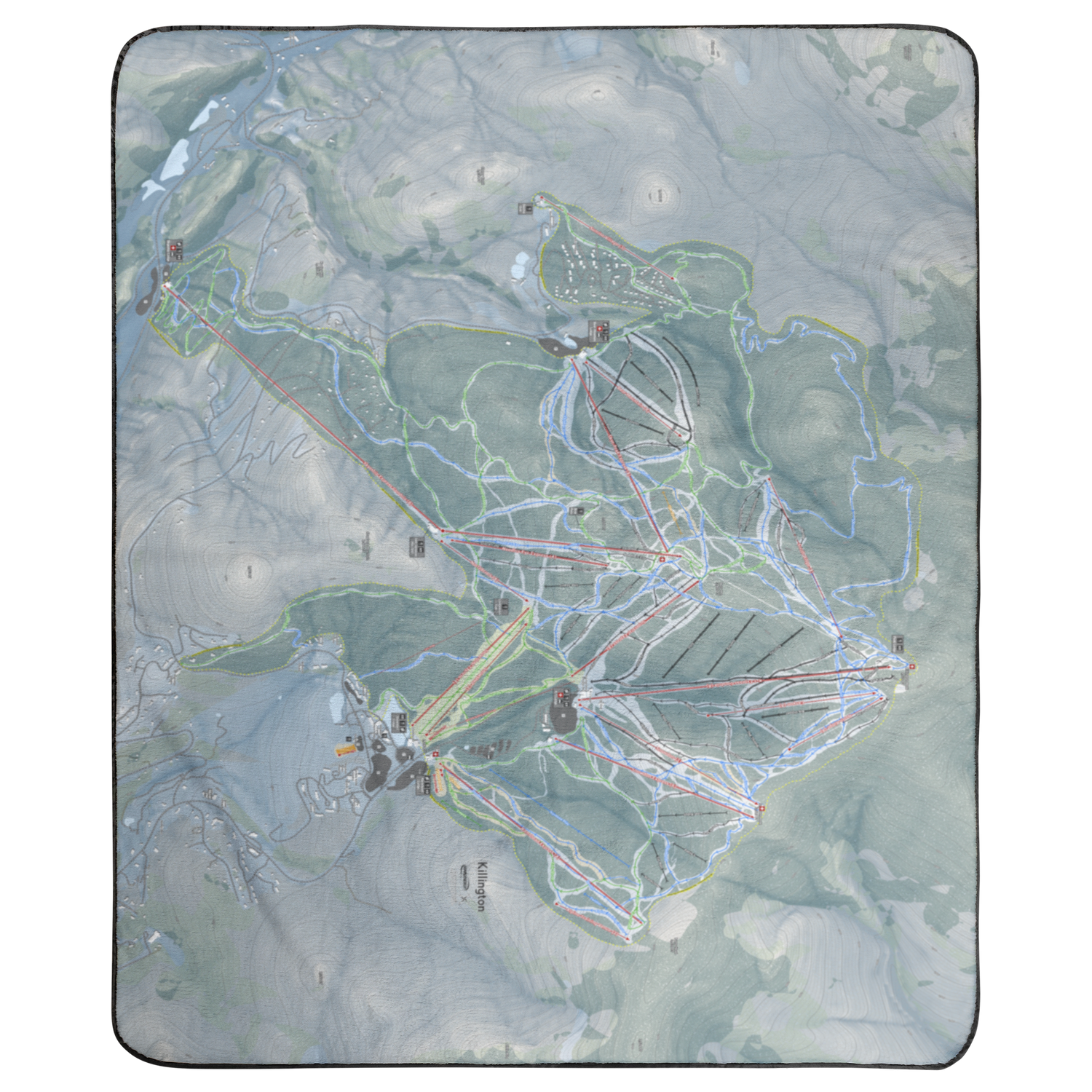 Killington, Vermont Ski Resort Map Concert Blanket