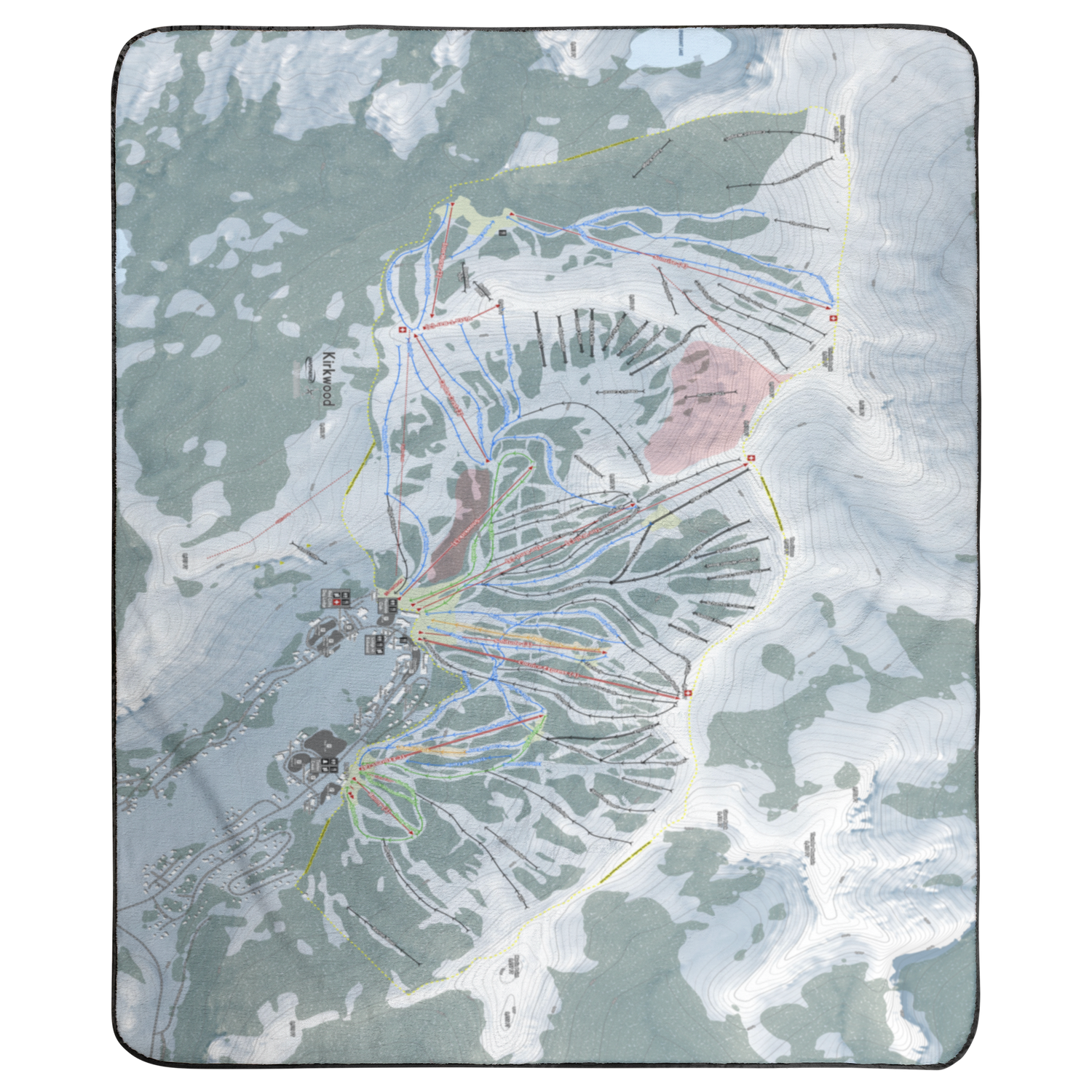Kirkwood, California Ski Resort Map Concert Blanket