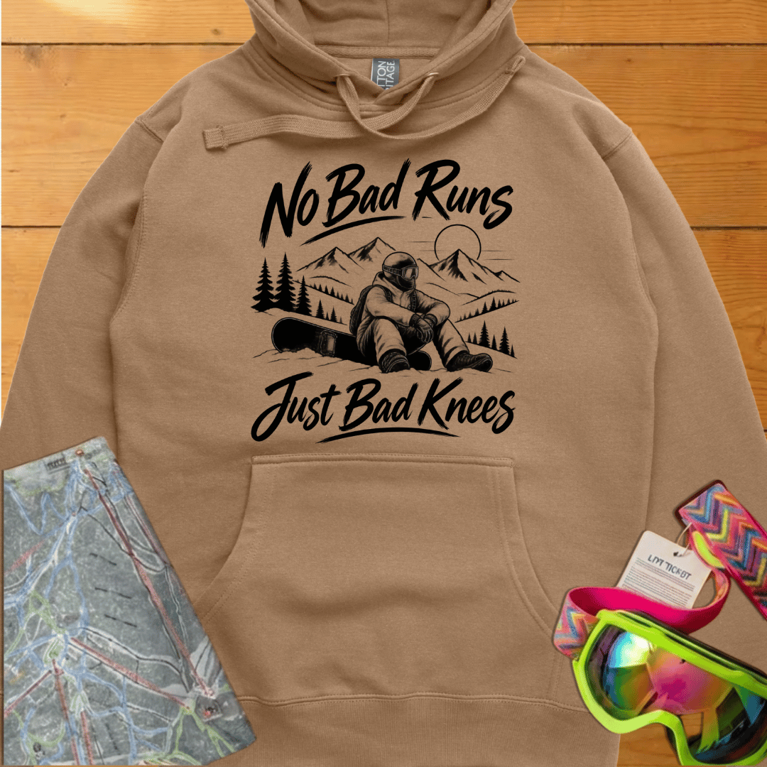 No Bad Runs Just Bad Knees Snowboard Hoodie