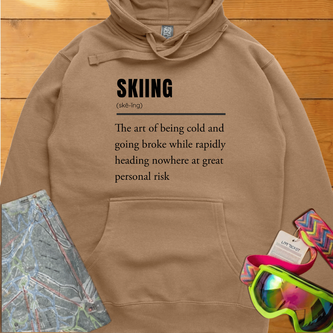 Skiing Definition Hoodie – Vintage Ski Lover Graphic Sweatshirt