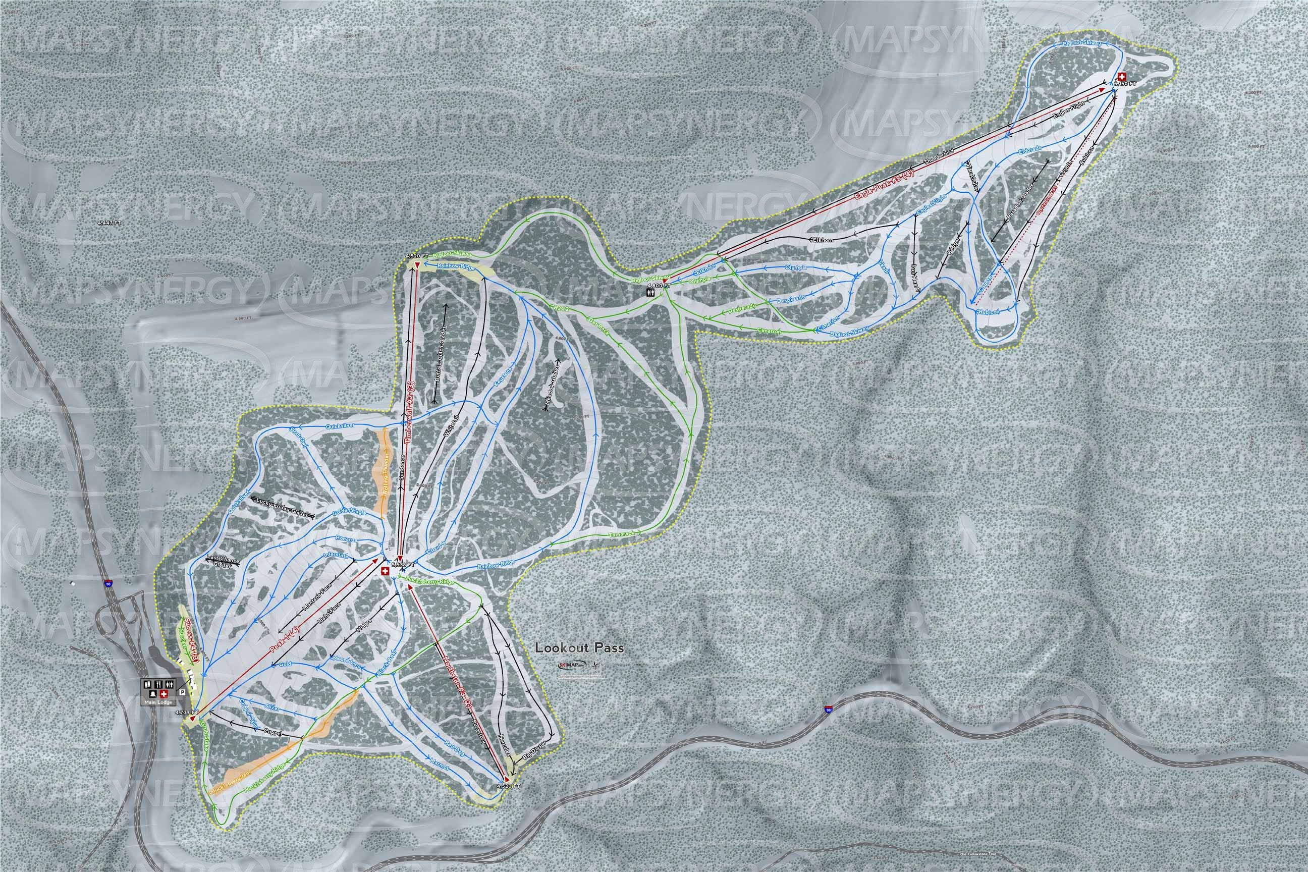 Lookout Pass trail map