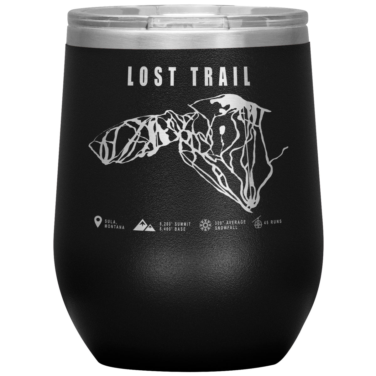 Lost Trail Montana Ski Trail Map Wine 12oz Tumbler