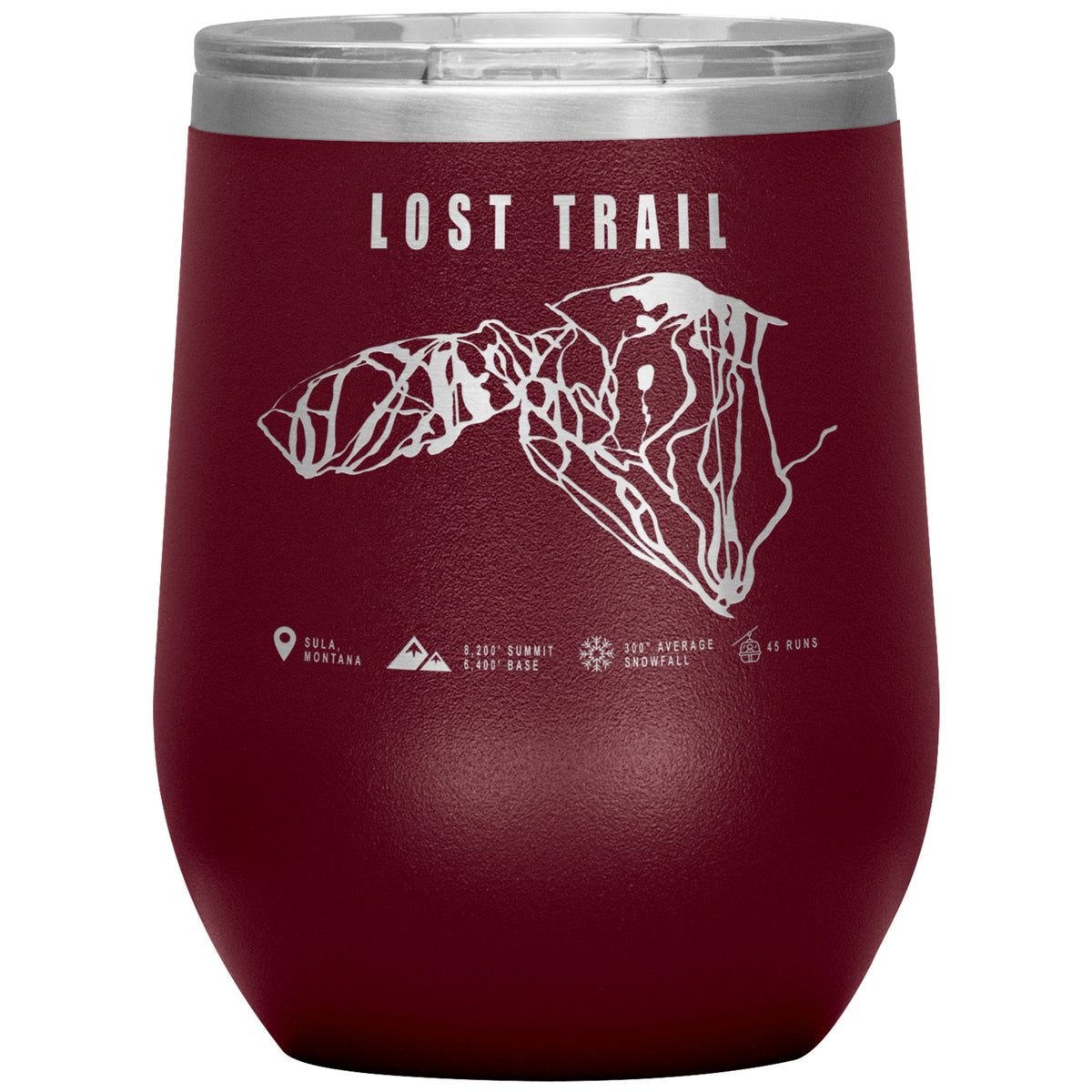 Lost Trail Montana Ski Trail Map Wine 12oz Tumbler