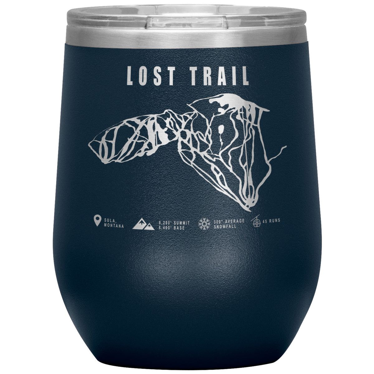 Lost Trail Montana Ski Trail Map Wine 12oz Tumbler
