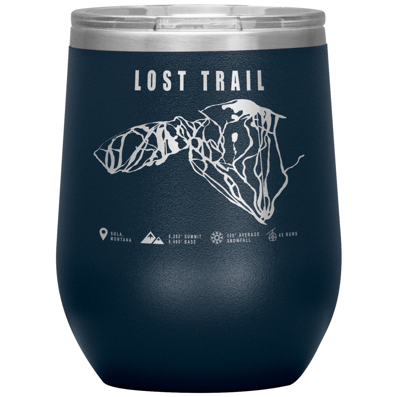 Lost Trail Montana Ski Trail Map Wine 12oz Tumbler