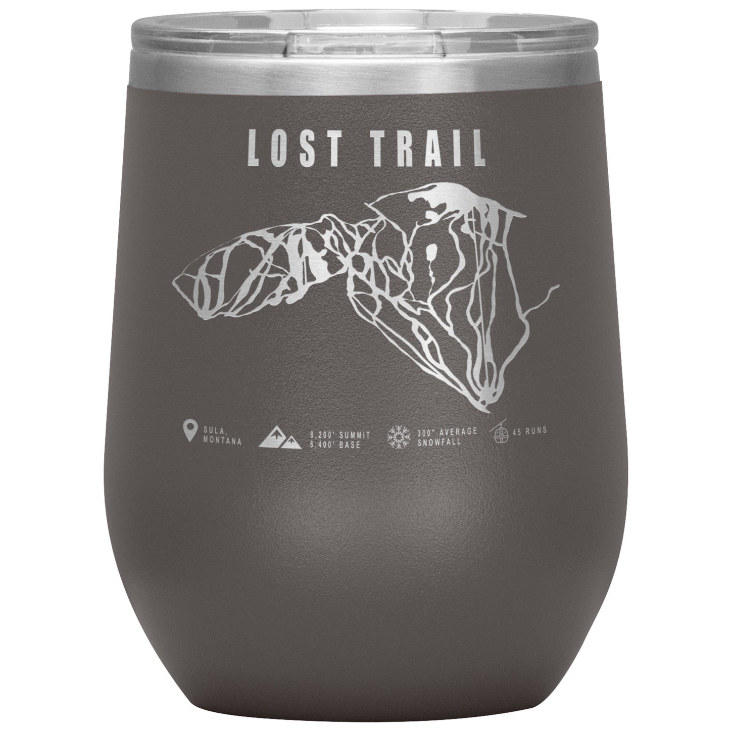 Lost Trail Montana Ski Trail Map Wine 12oz Tumbler