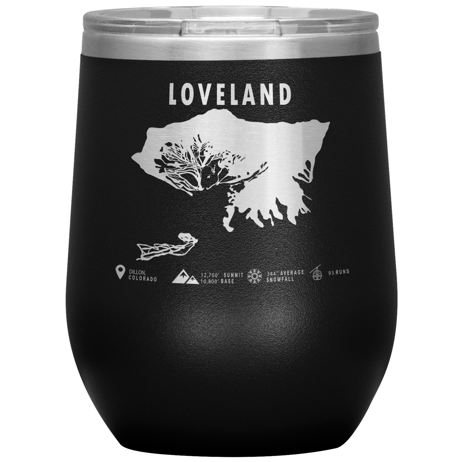Loveland Colorado Ski Trail Map Wine 12oz Tumbler