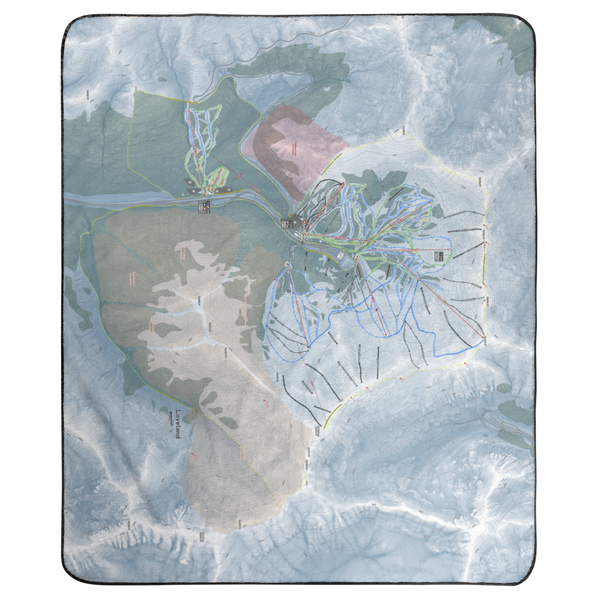 Loveland, Colorado Ski Resort Map Concert Blanket