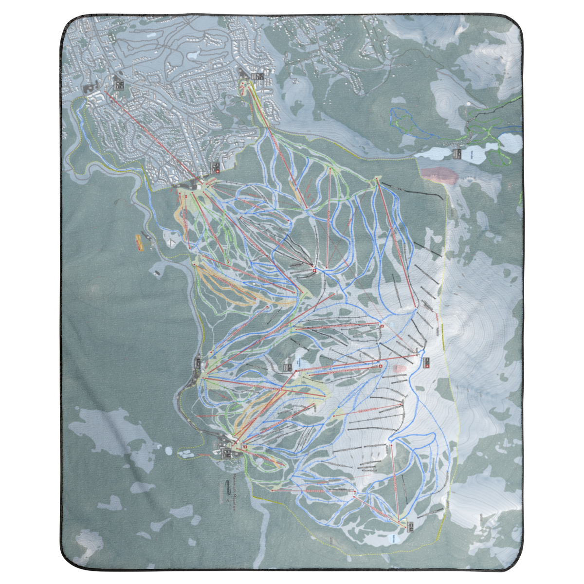 Mammoth Mountain, California Ski Resort Map Concert Blanket