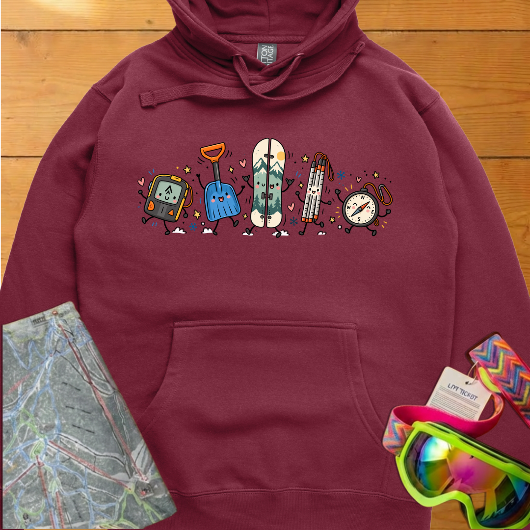 Backcountry Snowboarding Graphic Hoodie – Cute Snowboard Gear Adventure