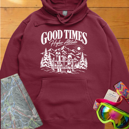 Good Times Higher Altitude Vintage Ski Graphic Hoodie