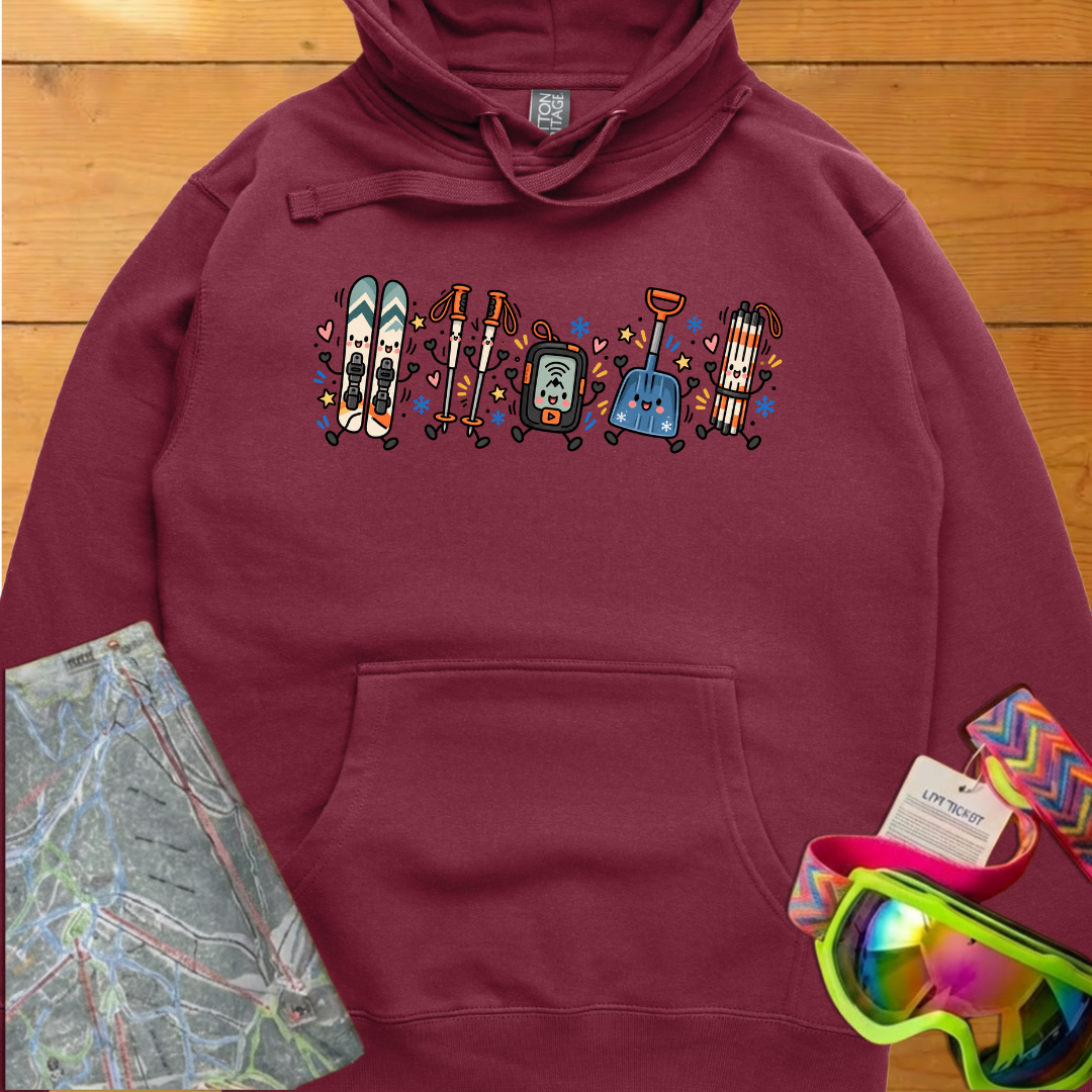 Backcountry Skiing Graphic Hoodie – Cute Ski Gear Adventure