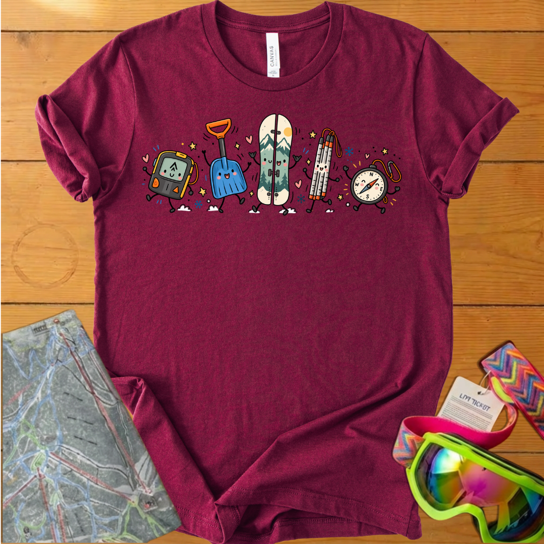 Backcountry Snowboarding Graphic T-Shirt – Cute Snowboard Gear Adventure