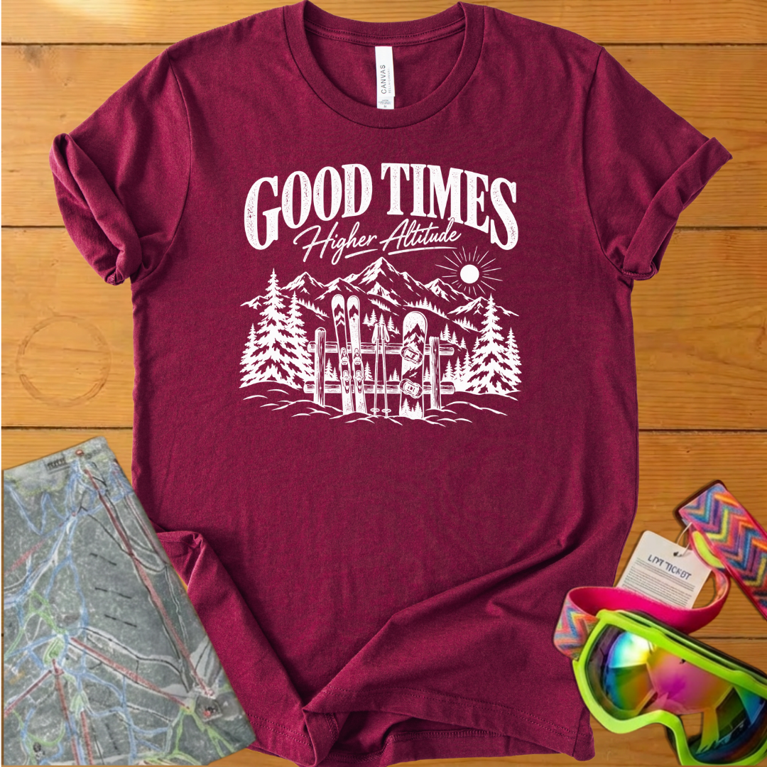 Good Times Higher Altitude Vintage Ski Graphic T-Shirt