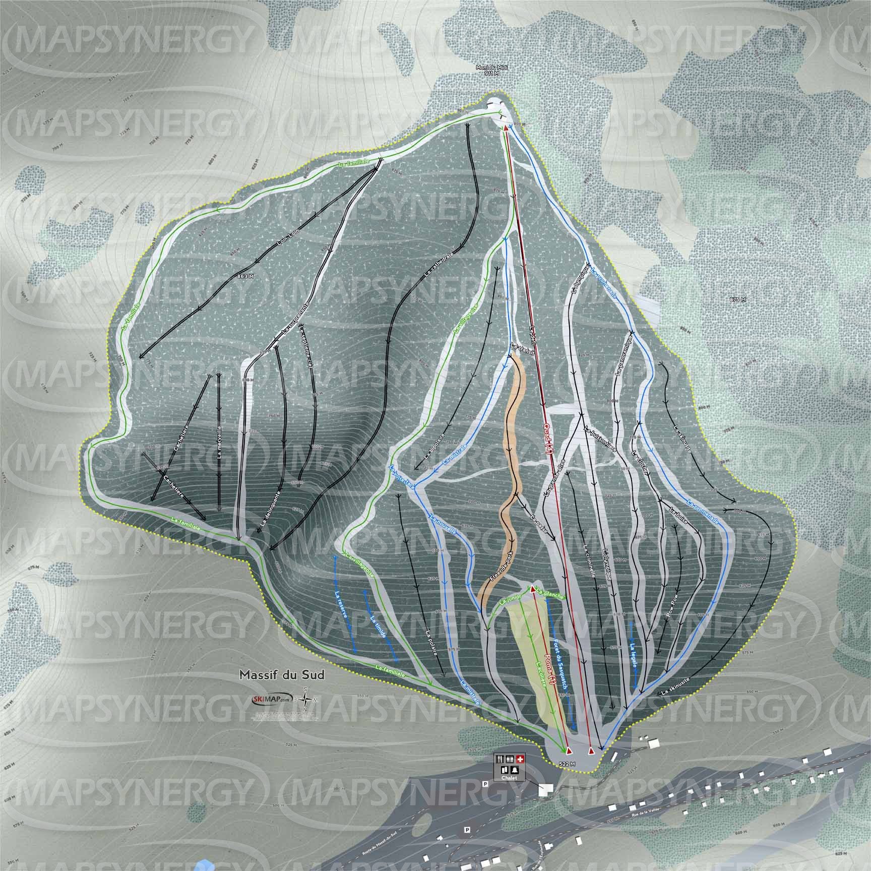 Massif du Sud trail map