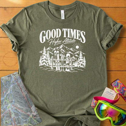 Good Times Higher Altitude Vintage Ski Graphic T-Shirt