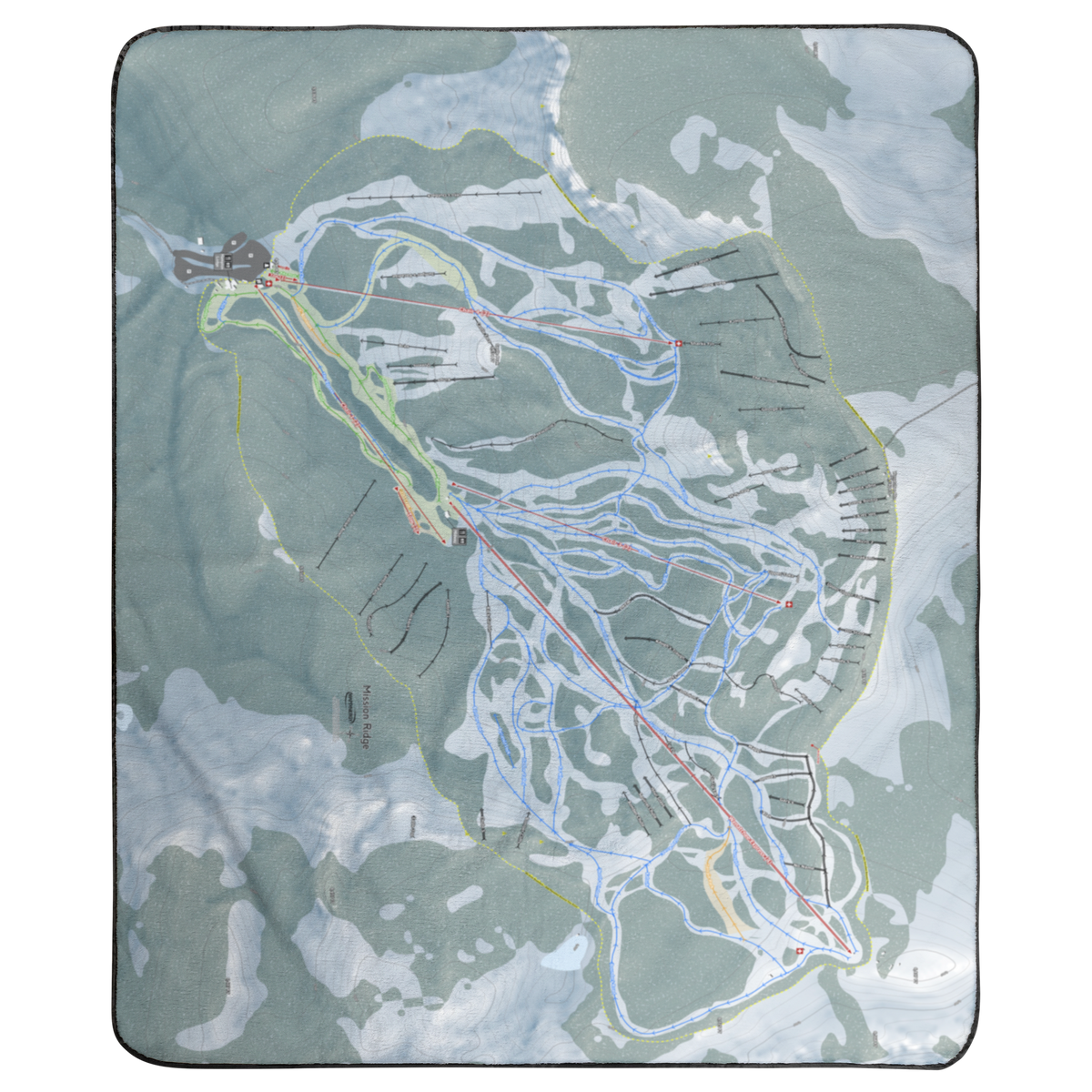 Mission Ridge, Washington Ski Resort Map Concert Blanket