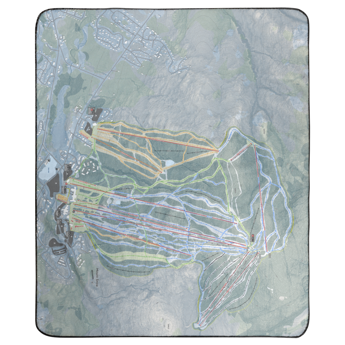 Mount Snow, Vermont Ski Resort Map Concert Blanket