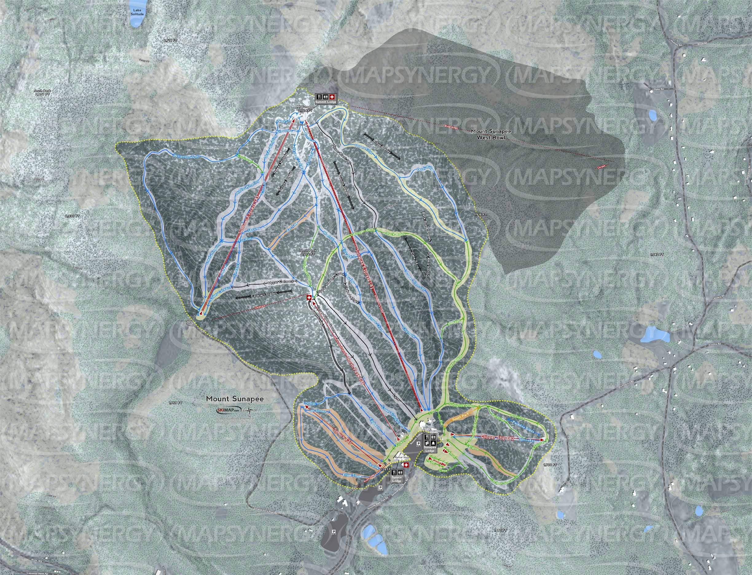 Mount Sunapee trail map