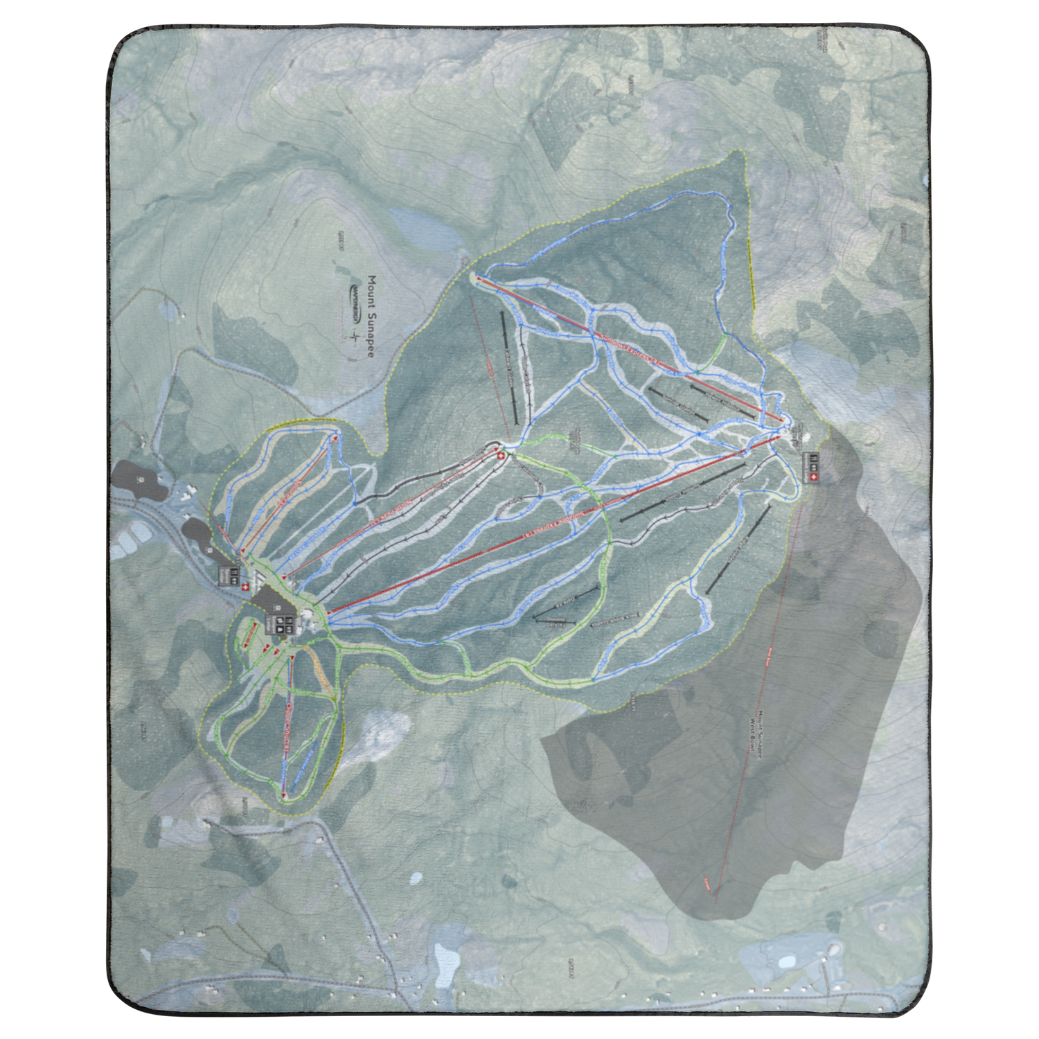 Mount Sunapee, New Hampshire Ski Resort Map Concert Blanket