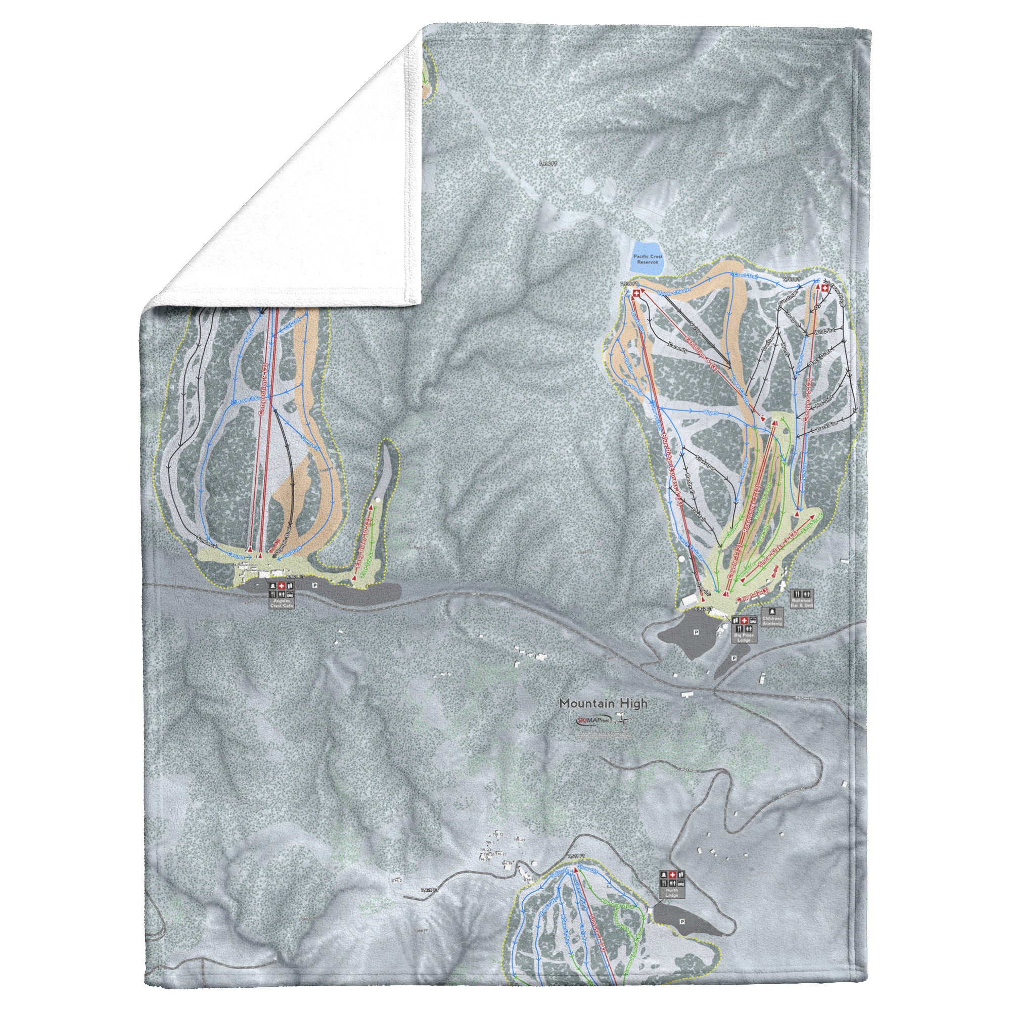 Mountain High, California Ski Resort Map Blanket