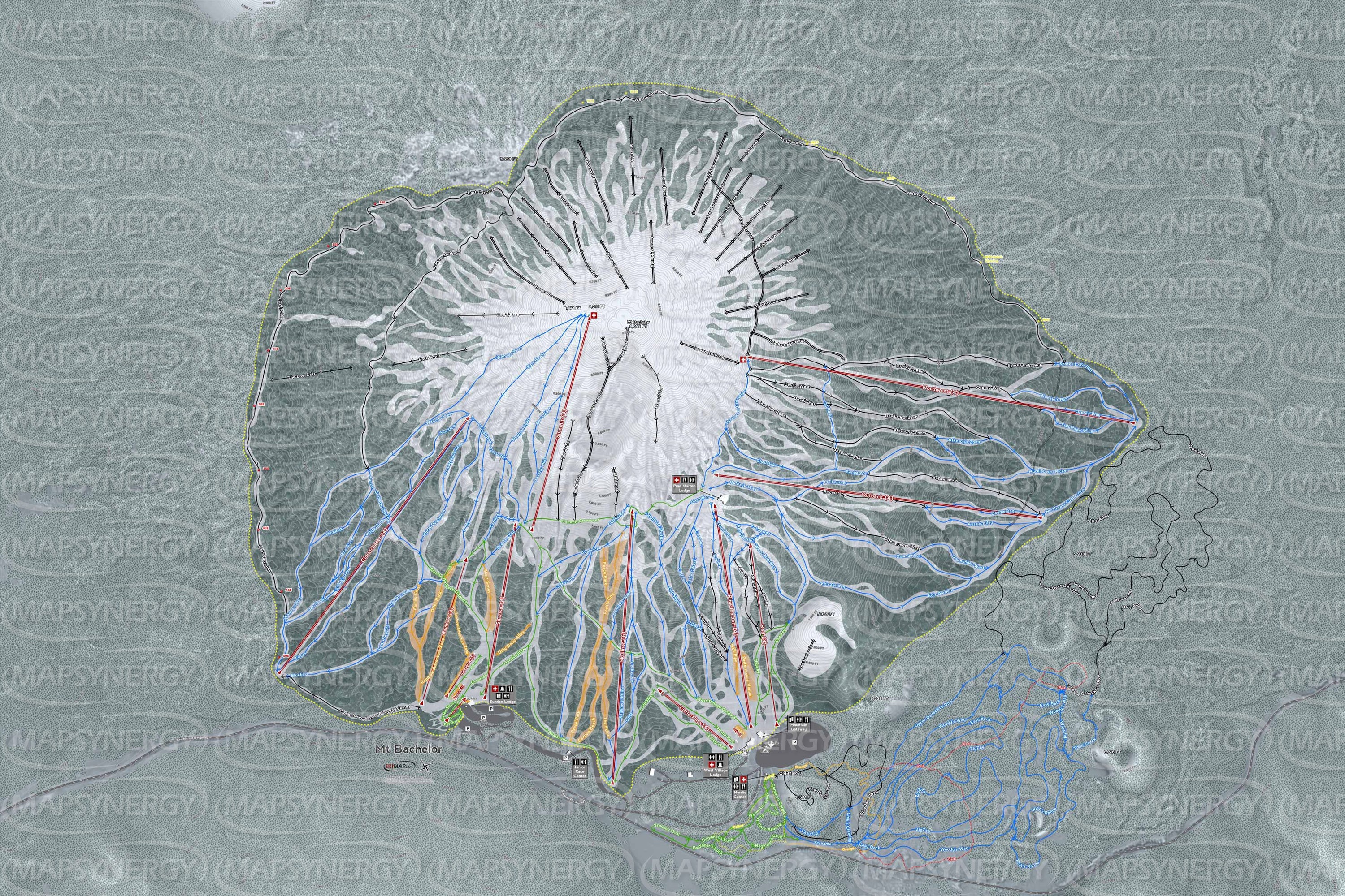 Mt Bachelor trail map