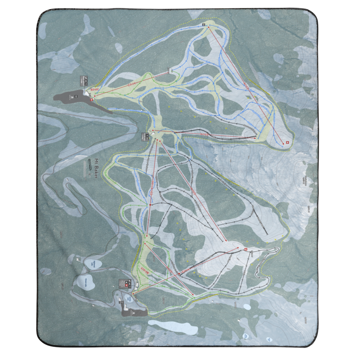Mt Baker, Washington Ski Resort Map Concert Blanket
