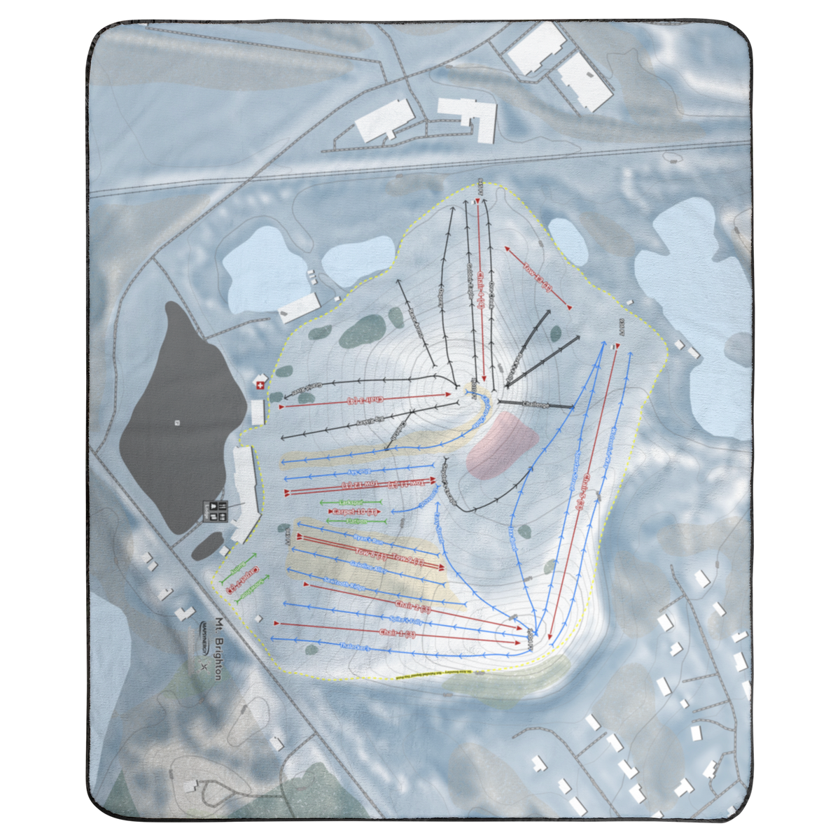 Mt Brighton, Michigan Ski Resort Map Concert Blanket