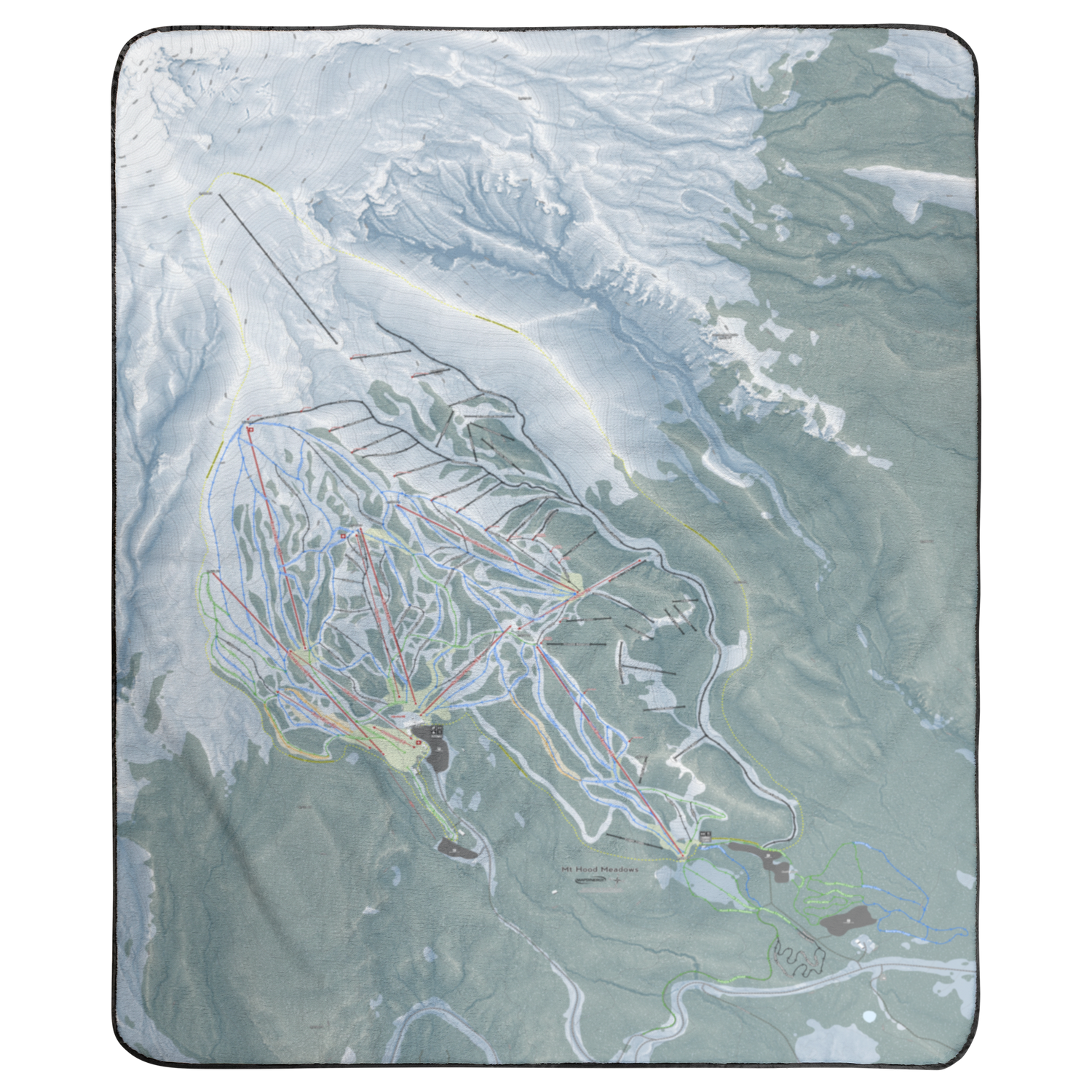 Mt Hood Meadows, Oregon Ski Resort Map Concert Blanket