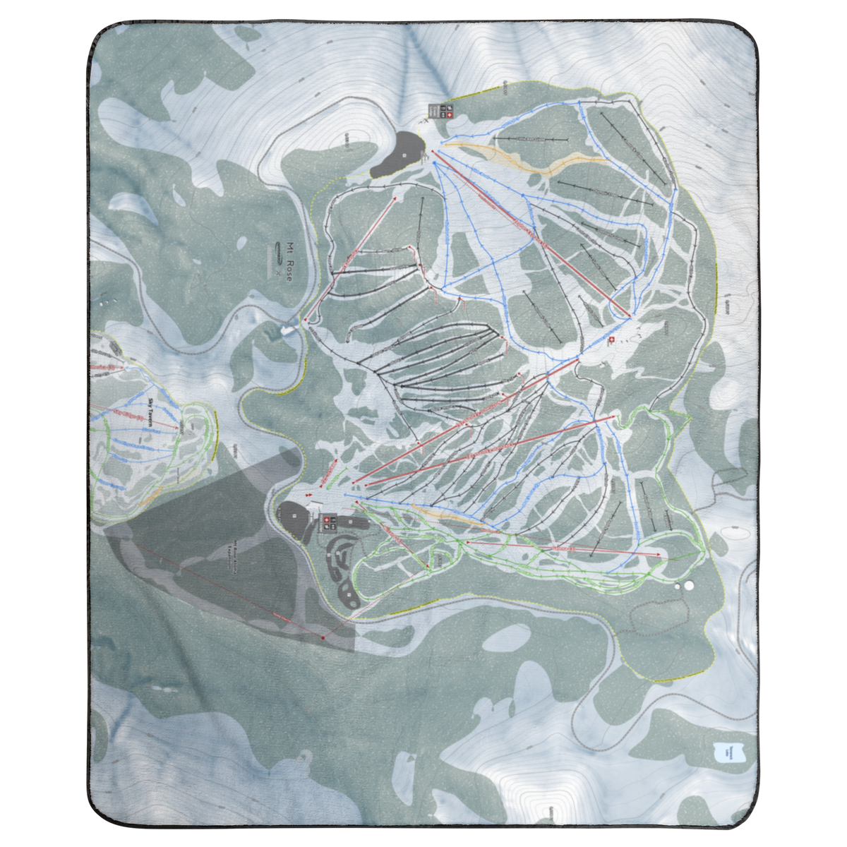 Mt Rose, Nevada Ski Resort Map Concert Blanket