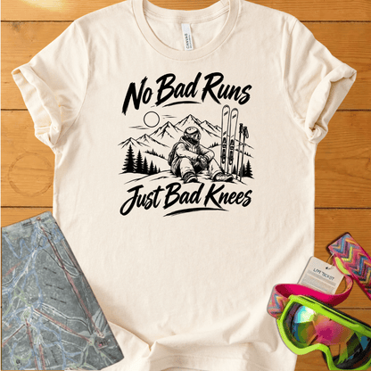 No Bad Runs Just Bad Knees Ski t-shirt