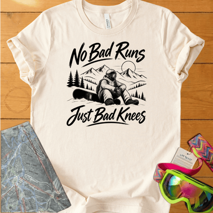 No Bad Runs Just Bad Knees Snowboard t-shirt