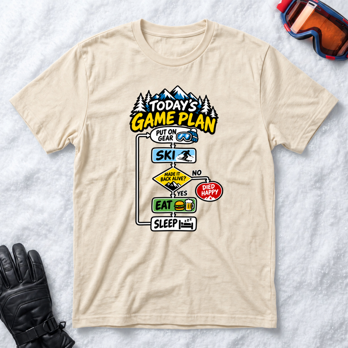 Today's Game Plan Ski Eat Sleep - T-Shirt