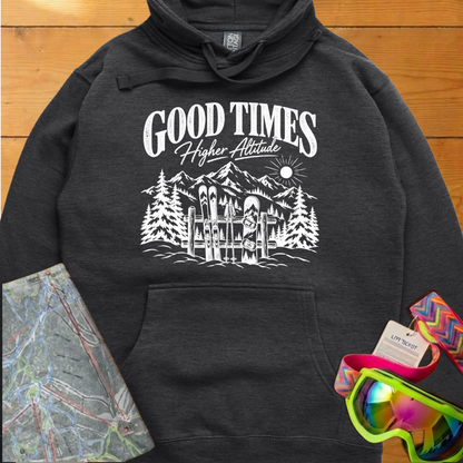 Good Times Higher Altitude Vintage Ski Graphic Hoodie