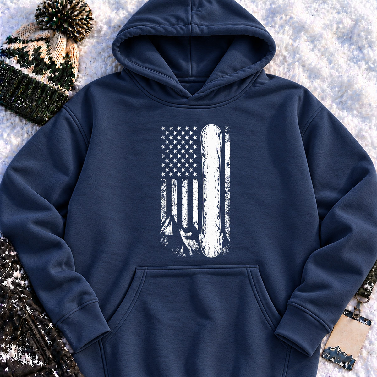 American Flag Snowboard Vintage - Hoodie