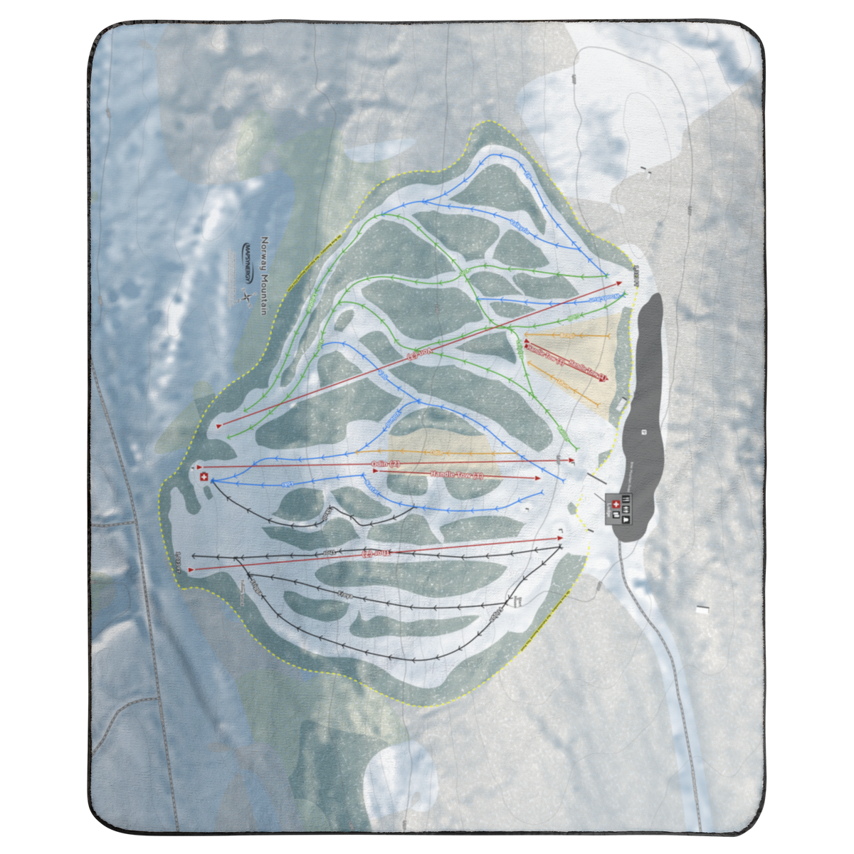 Norway Mountain, Michigan Ski Resort Map Concert Blanket