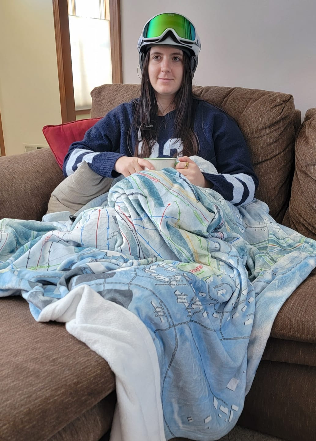 "Watching the Winter Olympics wrapped in this amazing fleece blanket while taking a break at Boyne Mountain, MI! " - Christin H.