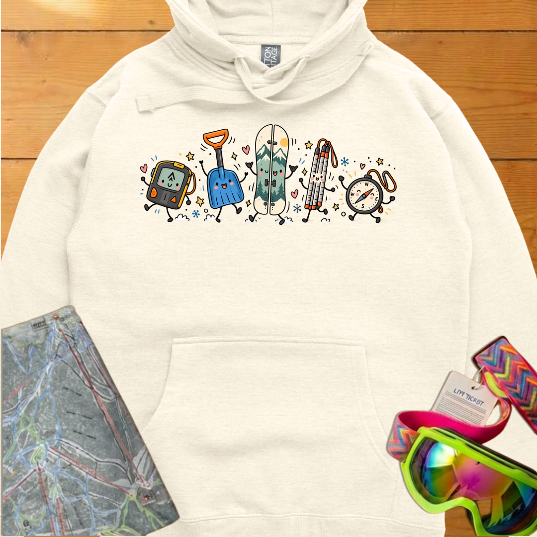 Backcountry Snowboarding Graphic Hoodie – Cute Snowboard Gear Adventure